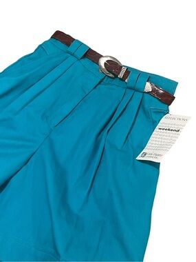 NWT Vintage Eddie Haggar Teal High-Waist Pleated Shorts – Size 12